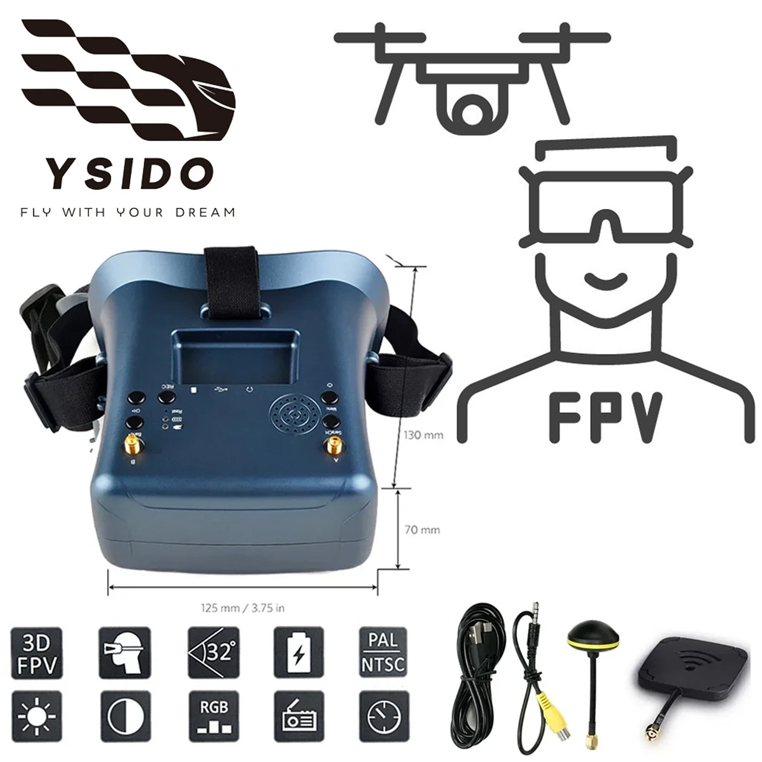 FPV Goggles 008D 5.8G 40CH 4.3 – Fpv Goggles Headset recenzja i cena