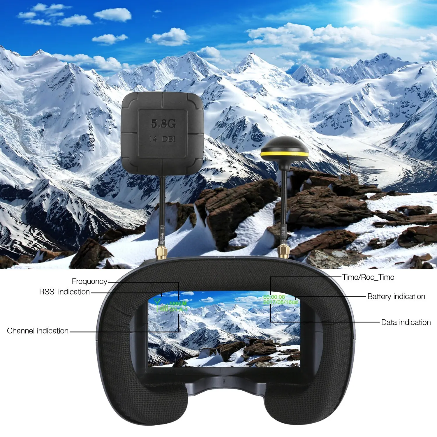 FPV Goggles 008D 5.8G 40CH 4.3 – Fpv Goggles Headset recenzja i cena